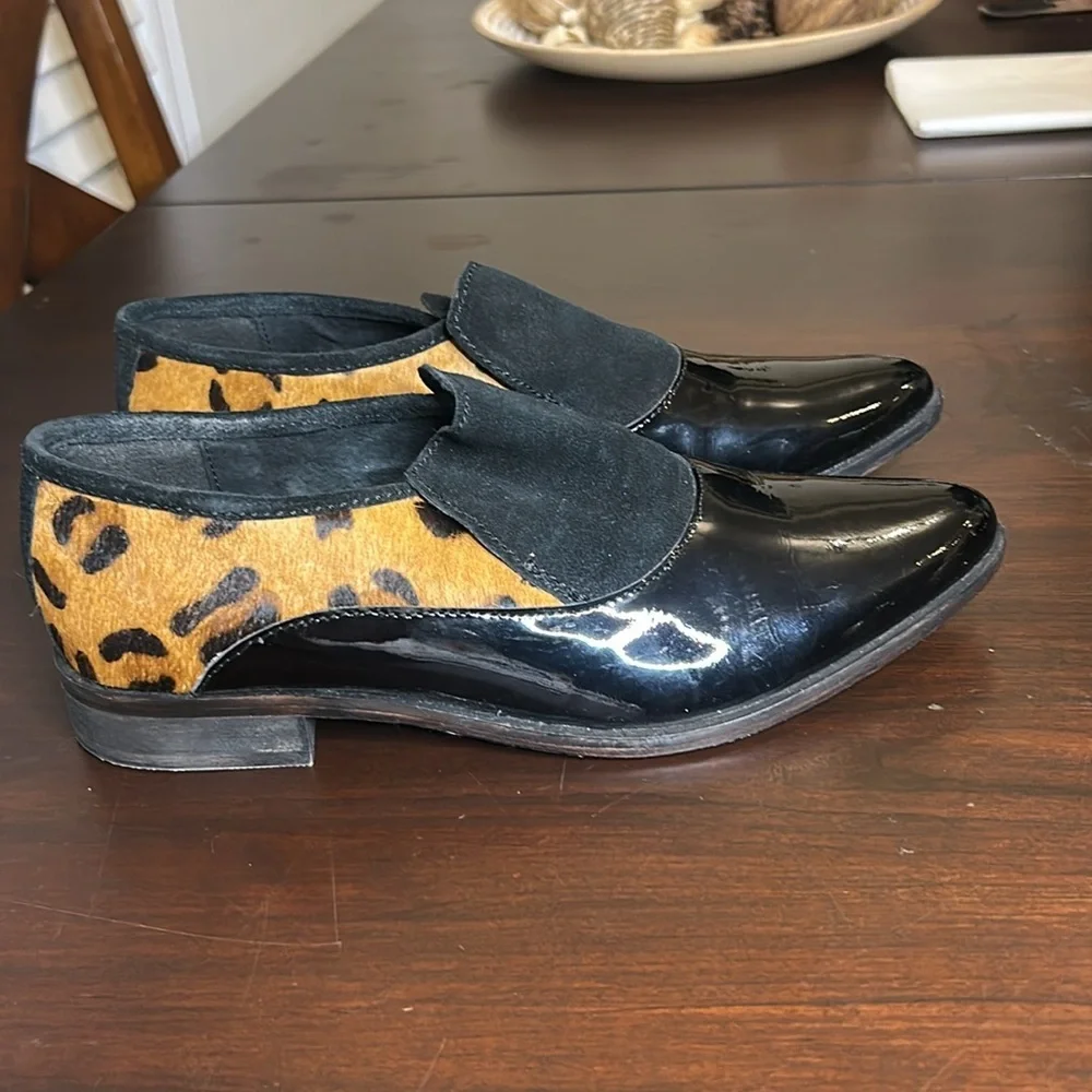 Free People Brady Slip On Patent/Leopard Pony Hair Loafer Shoes EU 39 - Picture 10 of 15